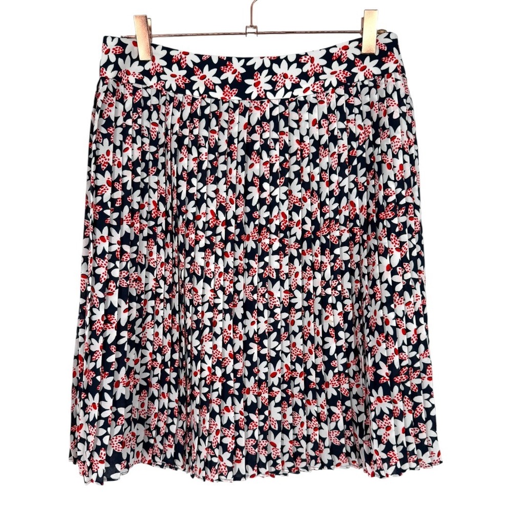 J.Crew Women's Floral Print Pleated Mini Skirt Speckled Wildflower Navy Size 8